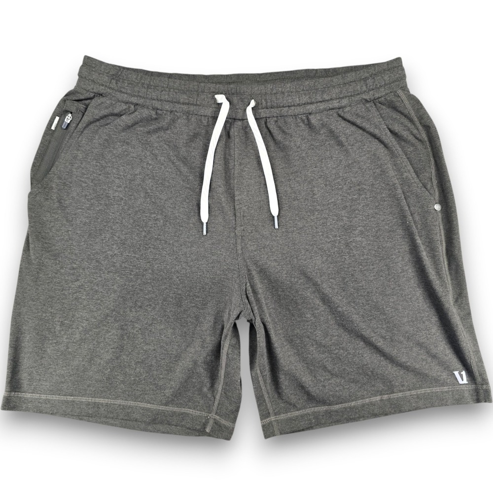 Vuori Mens Performance Athletic Shorts XL Green Heathered Zipper Pockets Ponto
